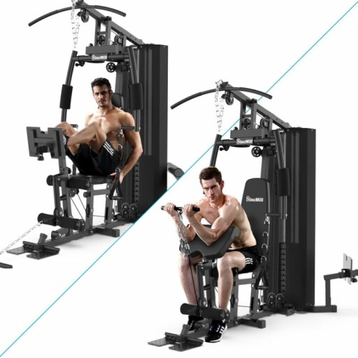 User working out with the JX FITNESS Home Gym Multifunctional Full Body Home Gym Equipment