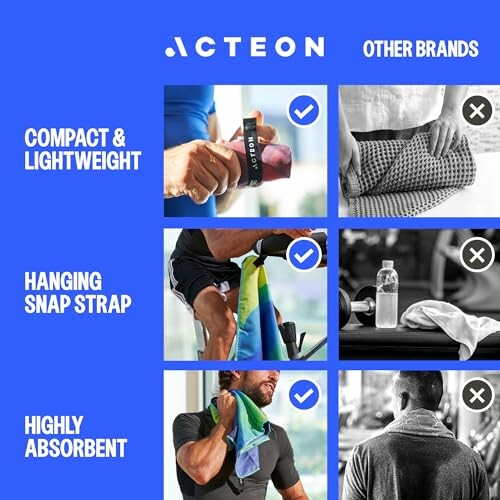 Comparison of Acteon towel features versus other brands.