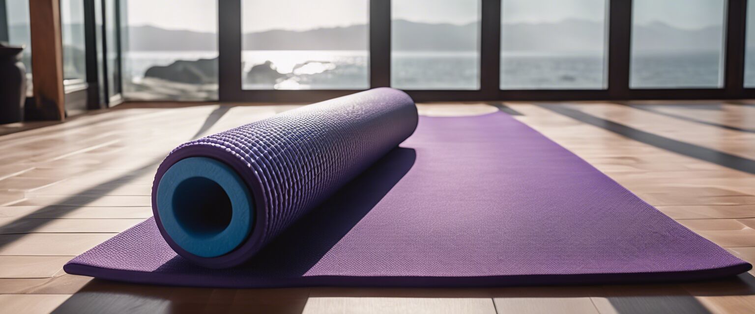 Foam roller next to yoga mat