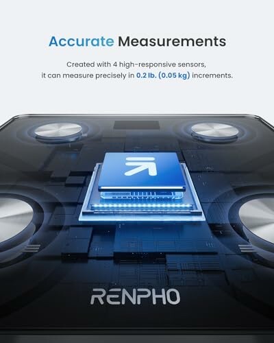 Renpho smart scale with accurate measurements and high-responsive sensors.